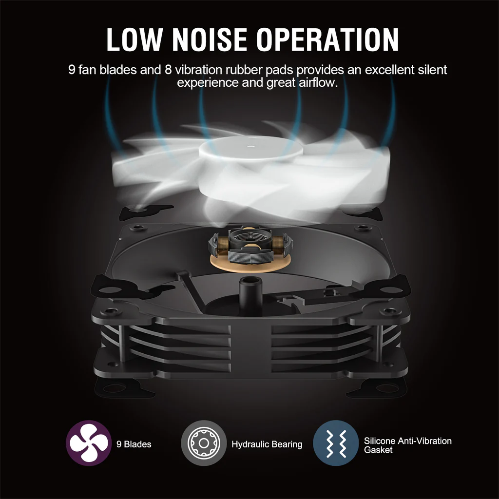 Disipador CPU Vetroo U6PRO, 120mm, 1500RPM, color negro 