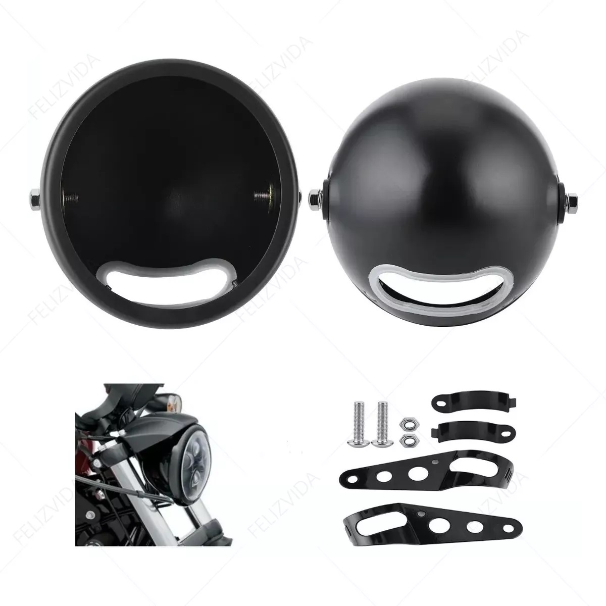 Carcasa Faro Delantero Moto 5.75 Pulgadas Soportes/bases