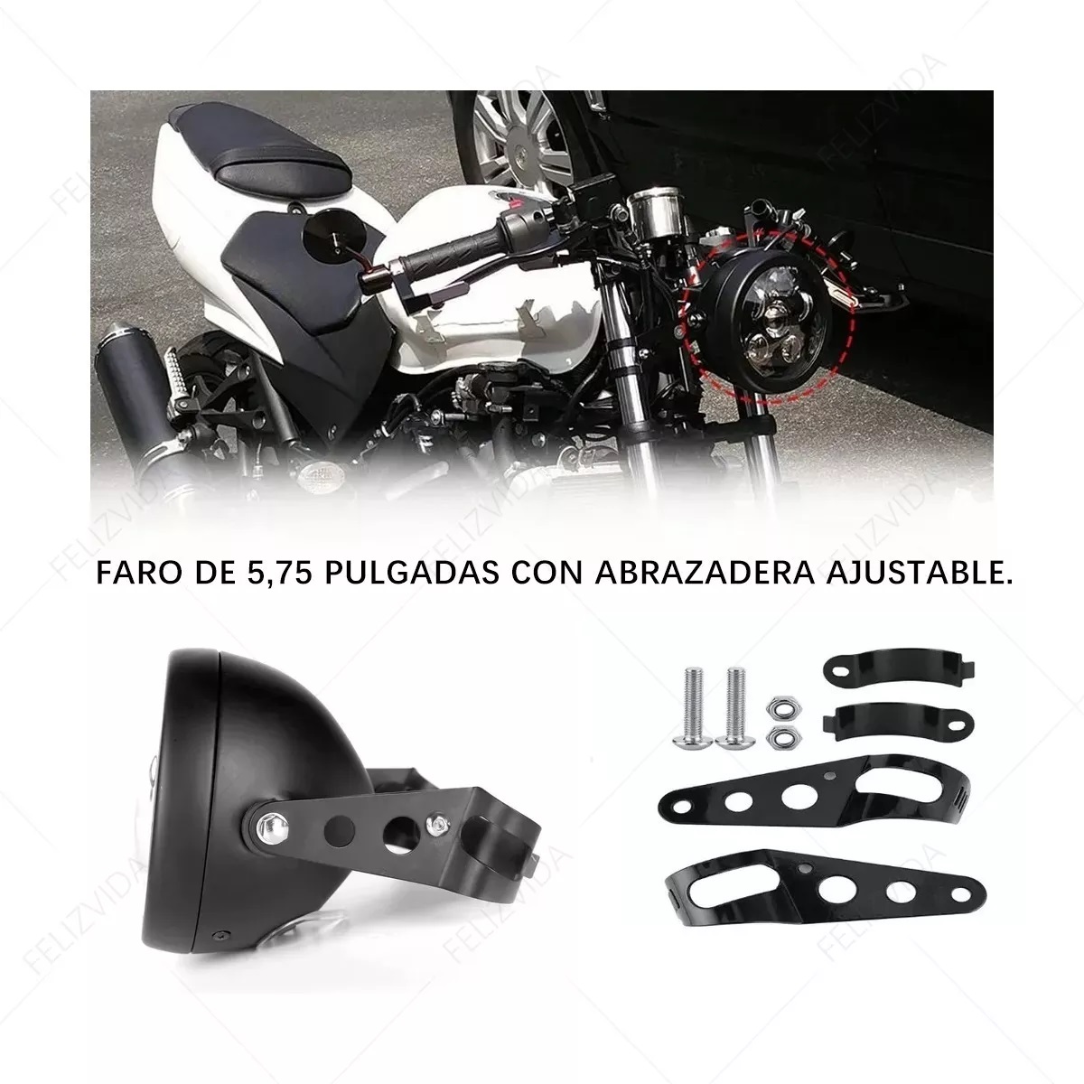 Carcasa Faro Delantero Moto 5.75 Pulgadas Soportes/bases