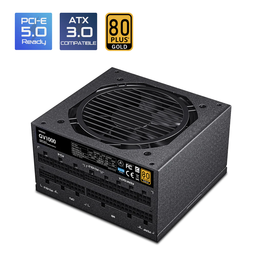 FUENTE DE PODER CERTIFICADA DE 1000 WATTS COLOR NEGRO PCI5 5.0 ATX 3.0