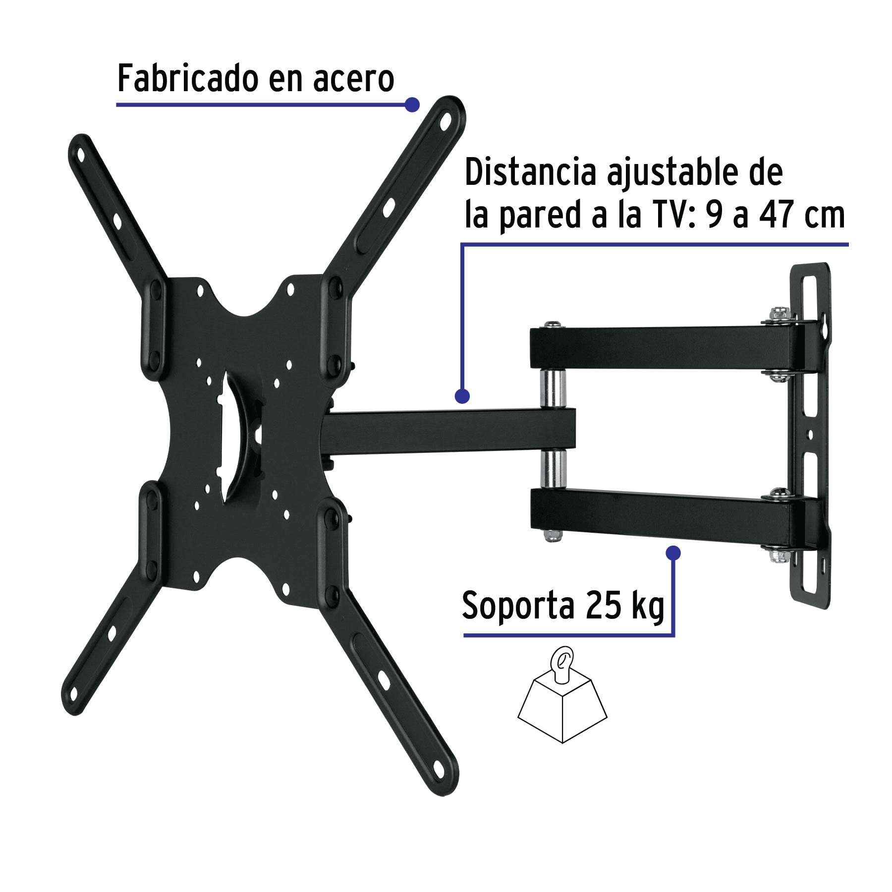 SOPORTE PARA PANTALLAS 23" A 42" MOV. ANGULAR Y ARTICULADO VOLTECK 46095
