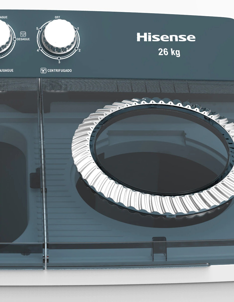 Lavadora Semiautomática Hisense WSA2601PX Doble Tina 26 kg  
