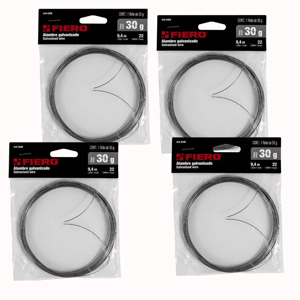 Rollos de 120g de alambre galvanizado calibre 22, en bolsa