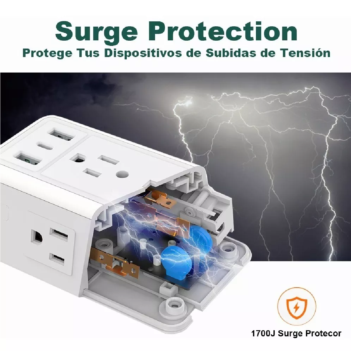 Regleta Enchufe Con 6 Enchufes Ca Y 3 Usb +1 Type-c