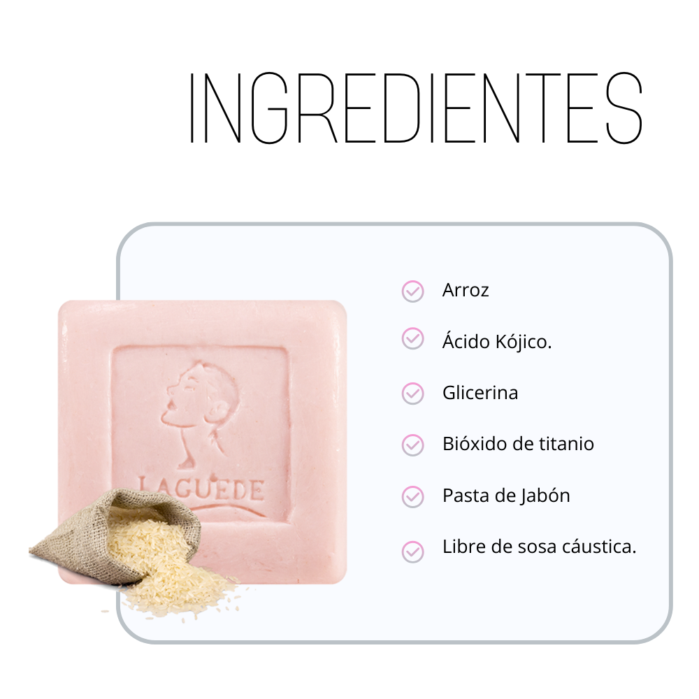 Kit Facial Aclarante Anti-edad Crema Día + Gel Noche + Jabón Arroz Piel Normal/Seca Laguede 