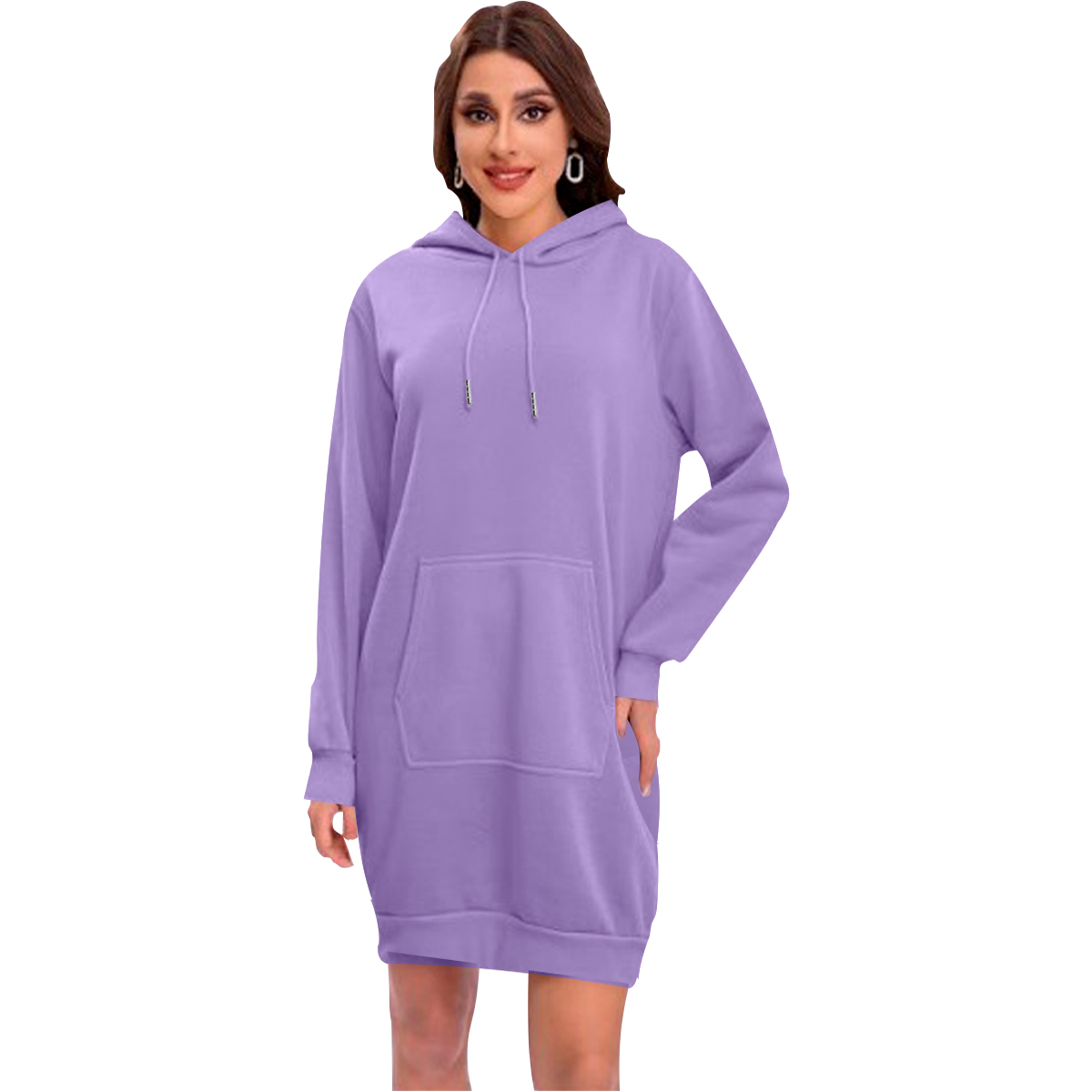 Maxi Sudadera Mujer Hoodie Lila Con Capucha y Cangurera, Calientita, Casual, Abrigo, Chamarra