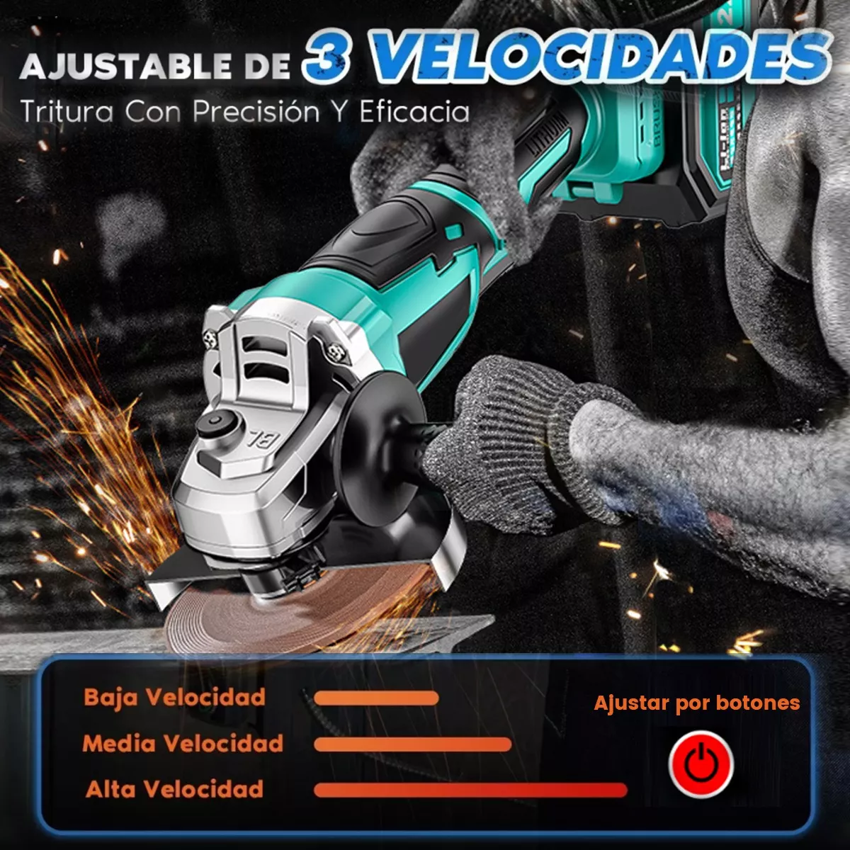 Esmeriladora Angular Pulidora Amoladora Inalámbrico+2bateria