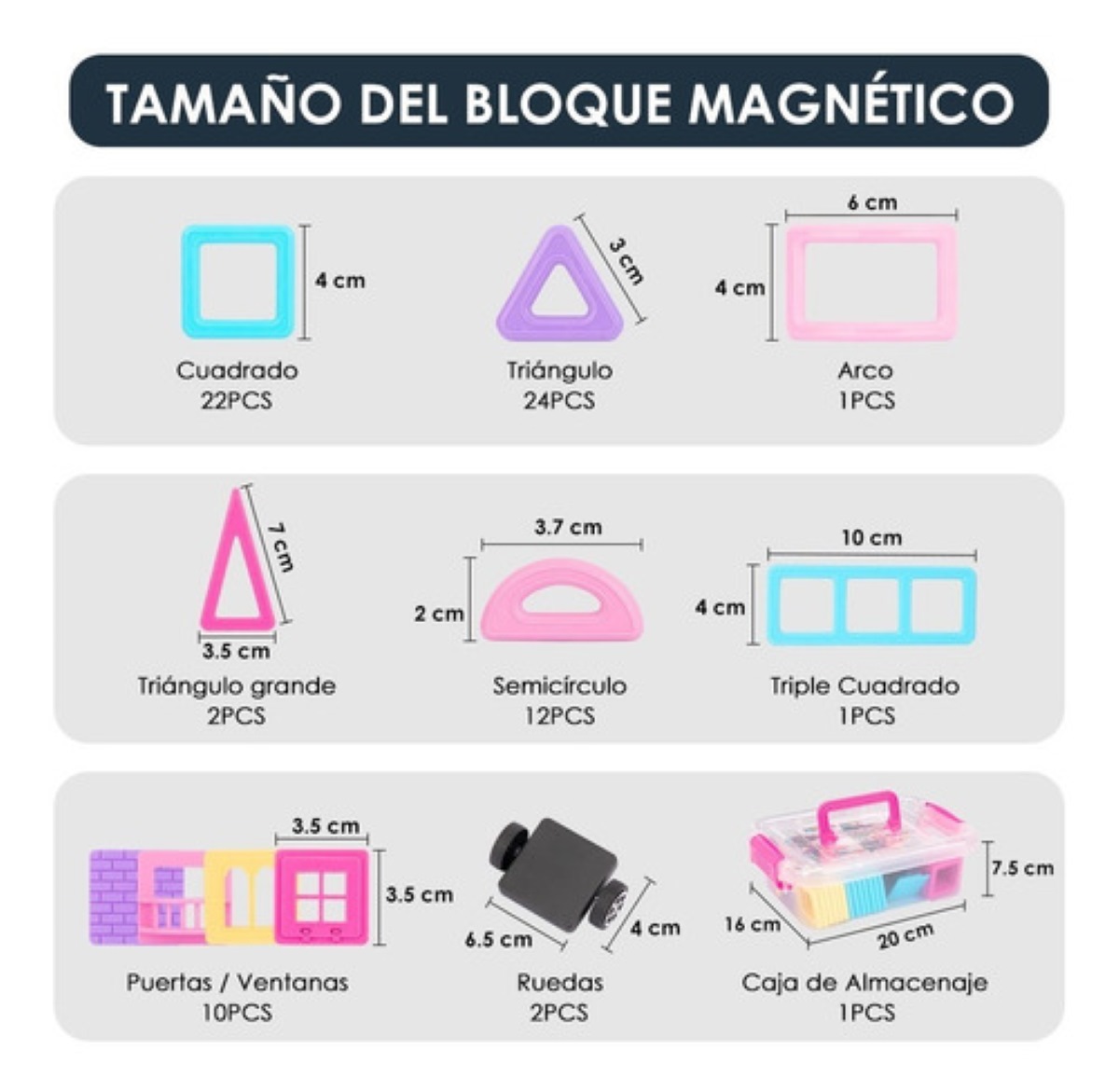 Bloques De Construcción Magnéticos Juguetes Y Caja 76pcs 