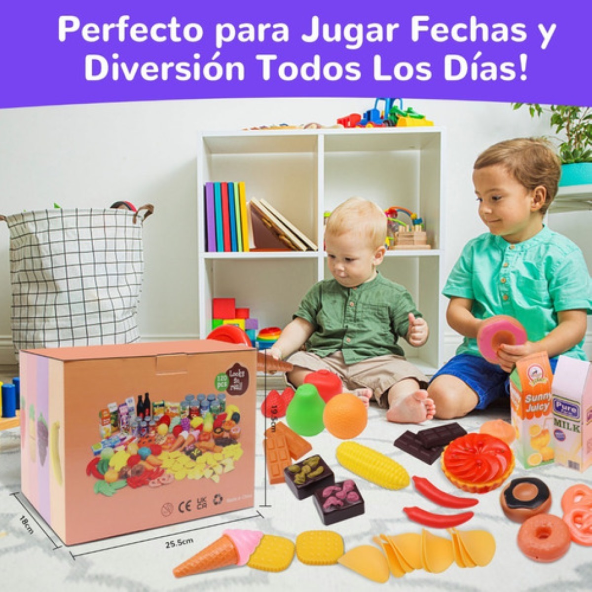 120pzs Kit De Juguetes De Cocina De Niños Para Cortar Frutas