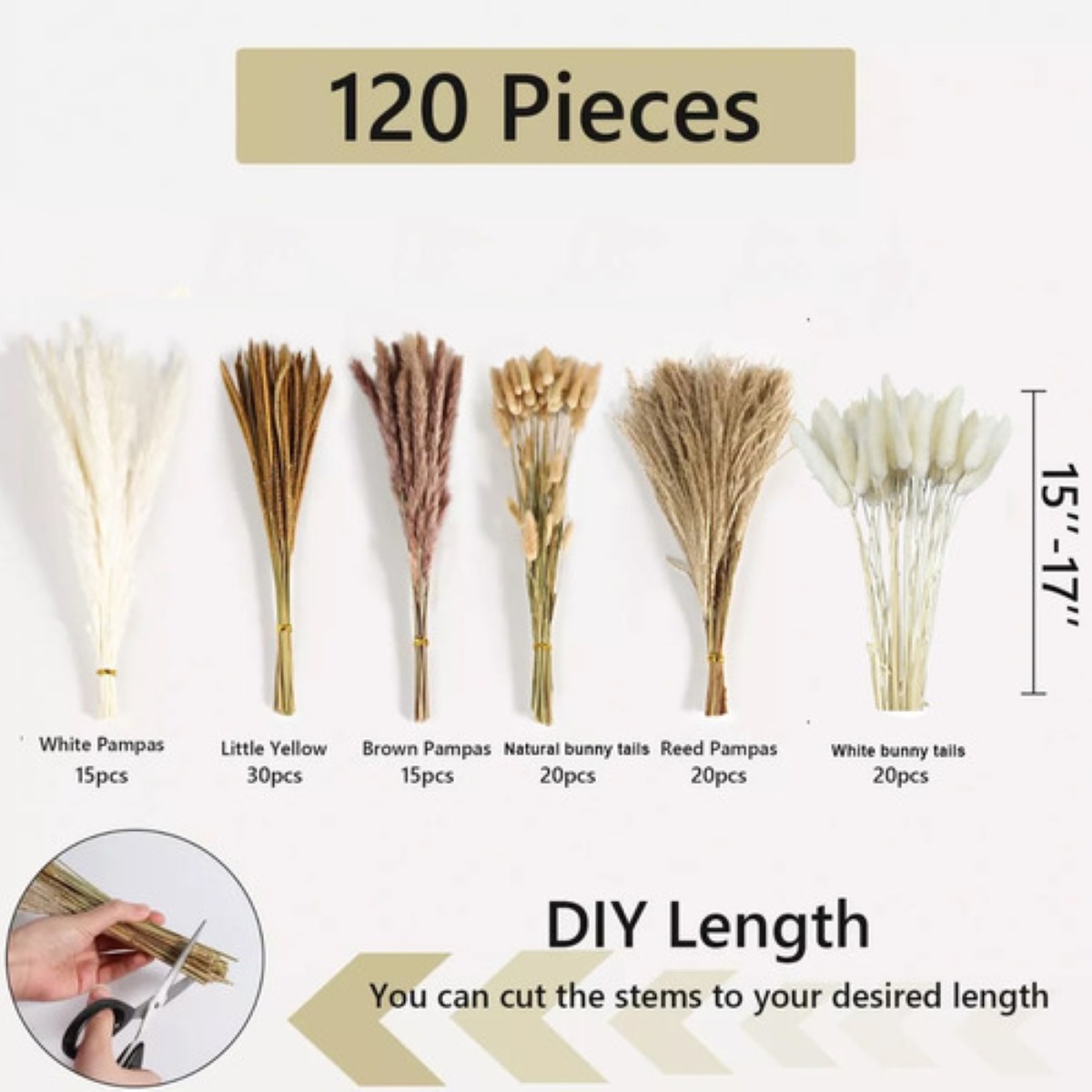 Plantas Decorativas 63pcs Pampas Secas Flores Artificiales