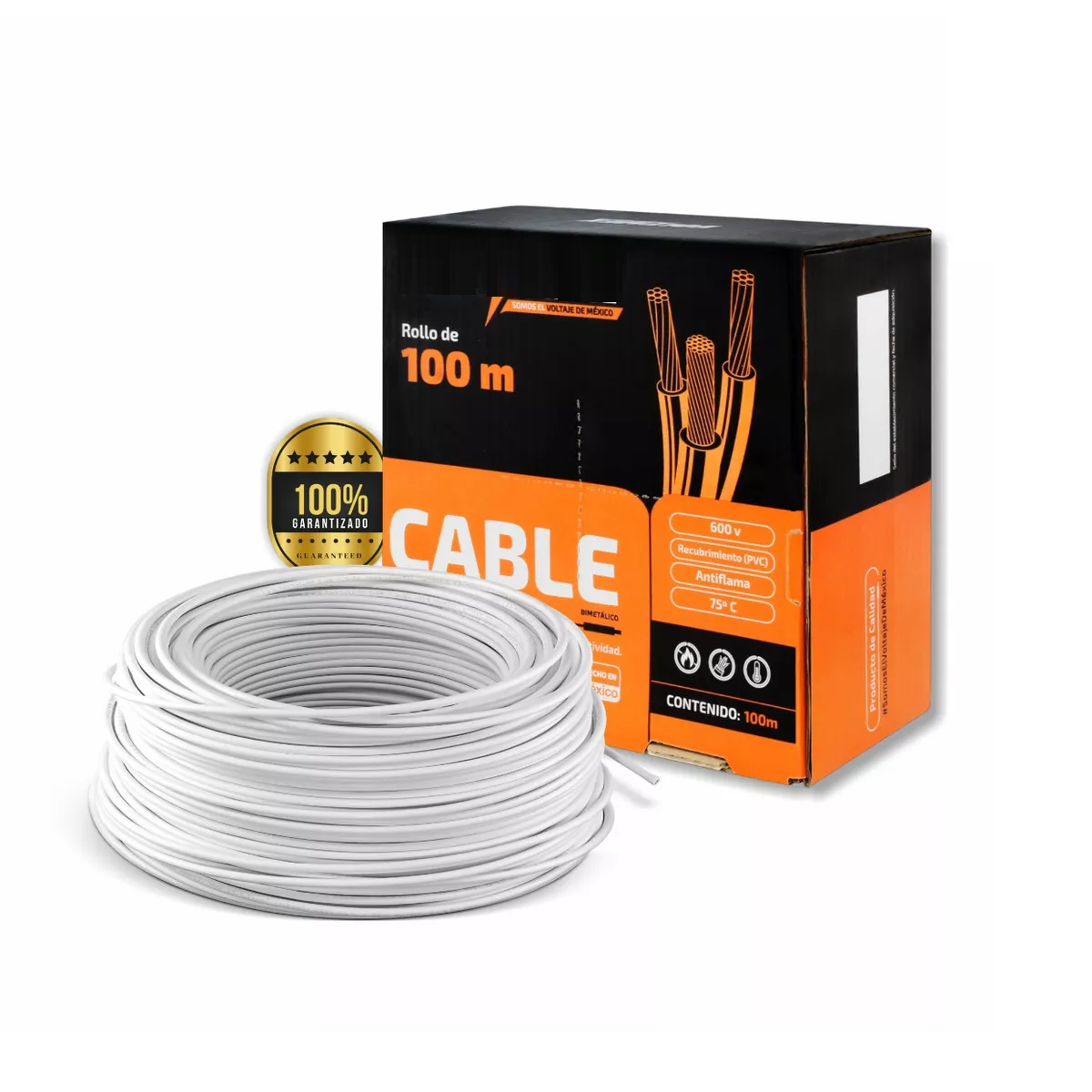 Cable Eléctrico Calibre 10 Cca 100m 600 V Blanco