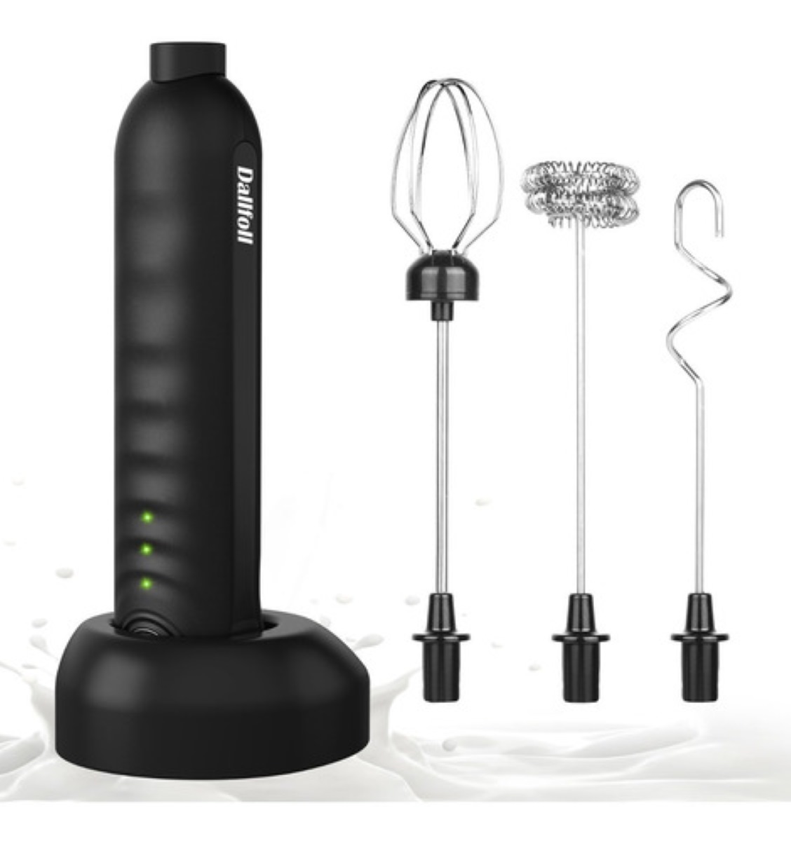 Espumador De Leche Agitador Mano Recargable Usb negro