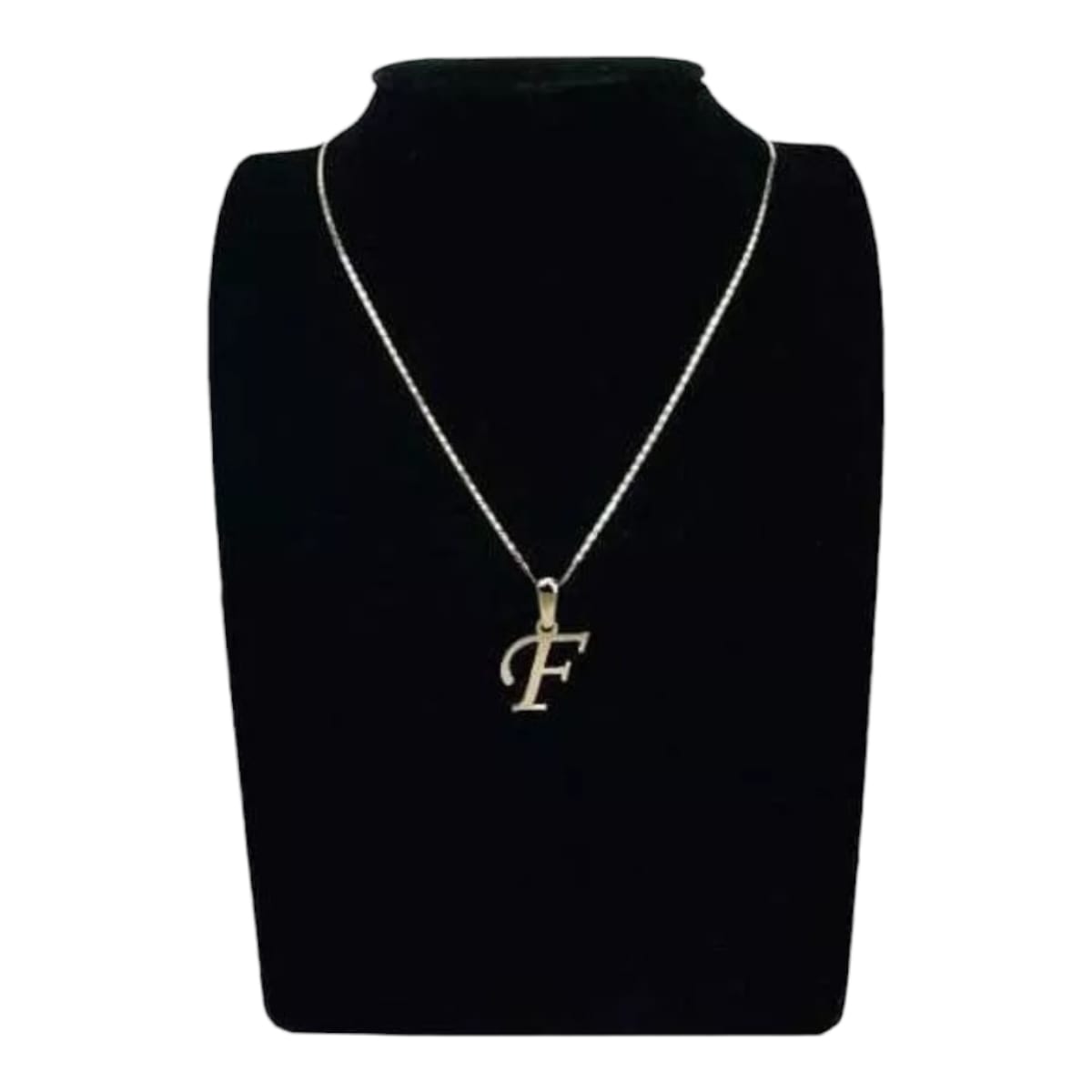 Juego Collar Letra F Lisa + Aretes Bola 10K. + Regalo