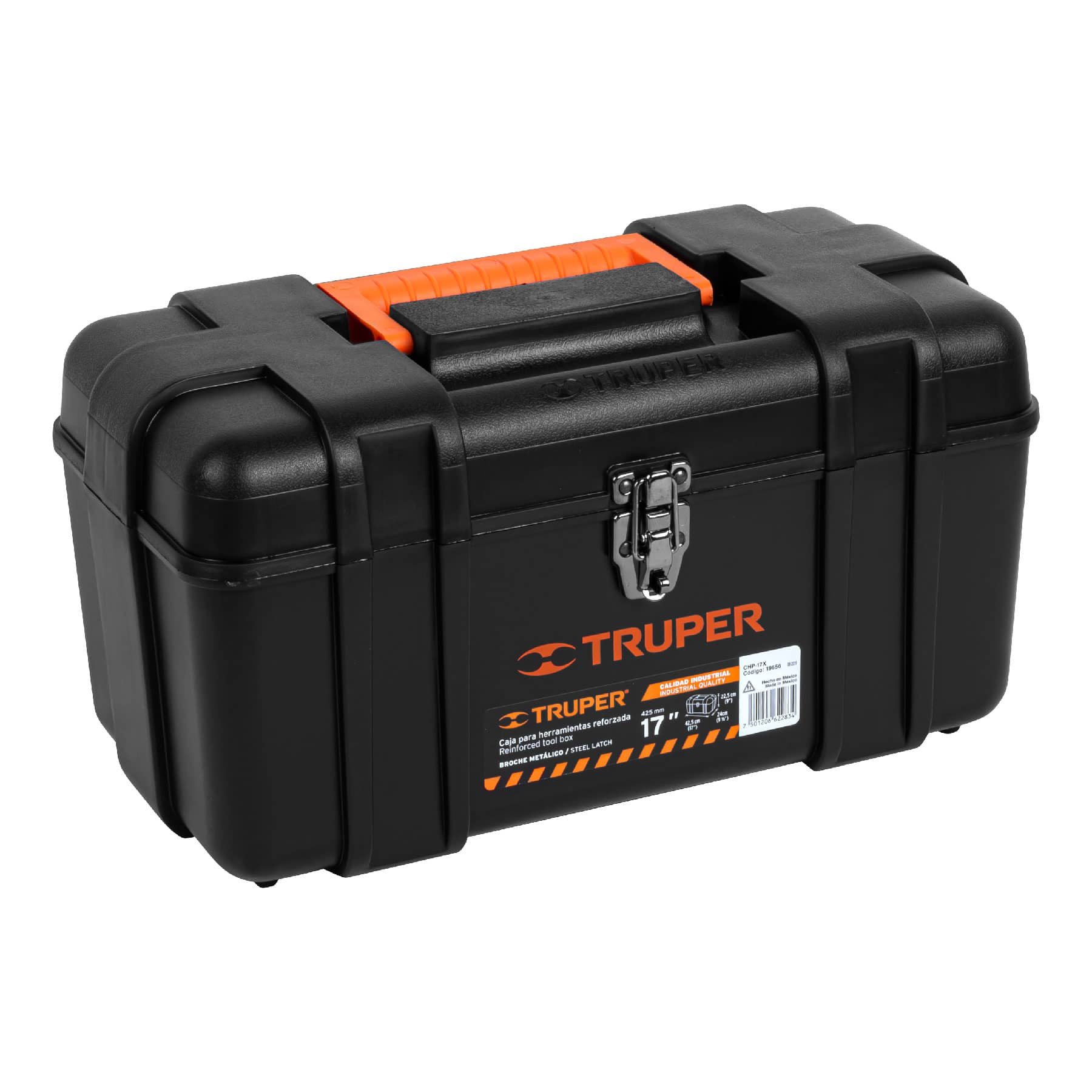 CAJA PARA HERRAMIENTA DE 17" INDUSTRIAL, BROCHES METÁLICOS TRUPER 19656
