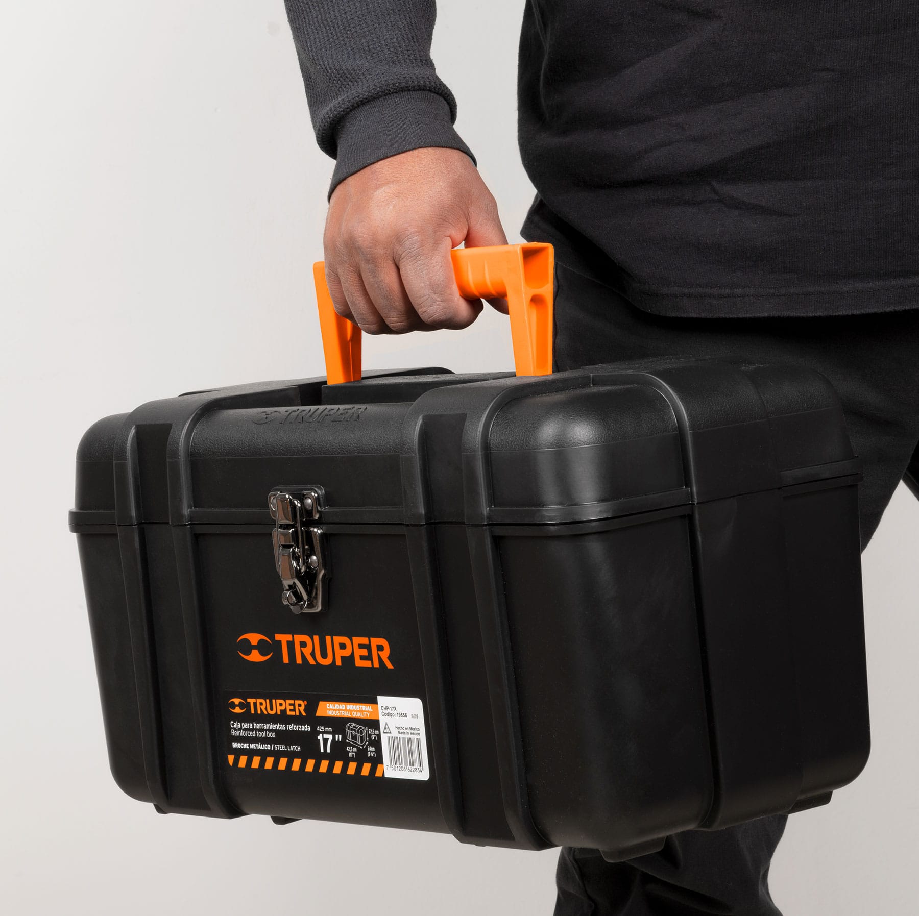 CAJA PARA HERRAMIENTA DE 17" INDUSTRIAL, BROCHES METÁLICOS TRUPER 19656