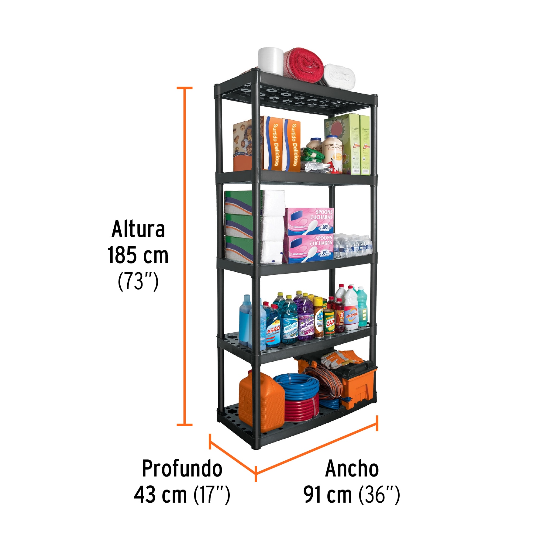 ESTANTE PLÁSTICO USO RUDO 5 REPISAS TRUPER 19943
