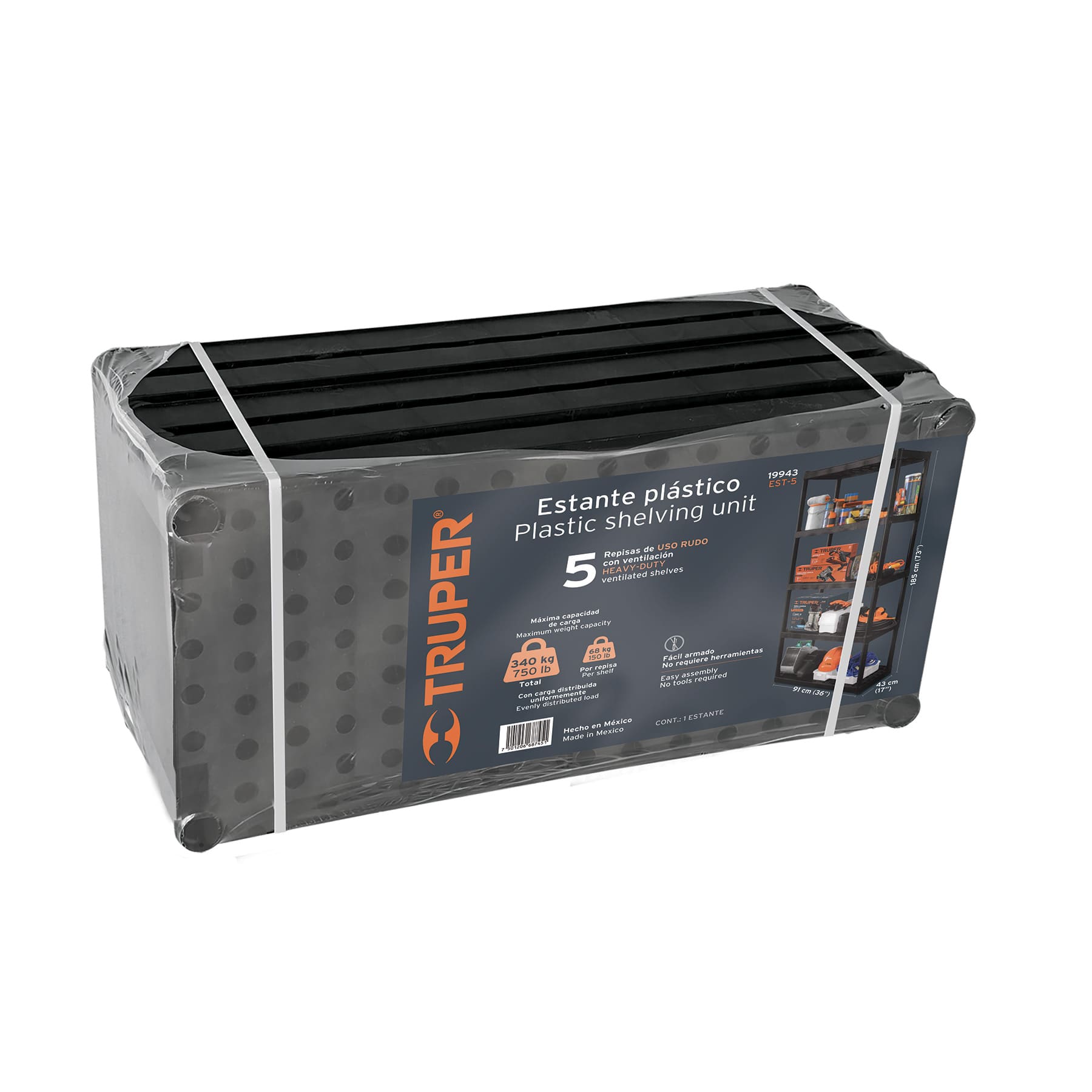 ESTANTE PLÁSTICO USO RUDO 5 REPISAS TRUPER 19943