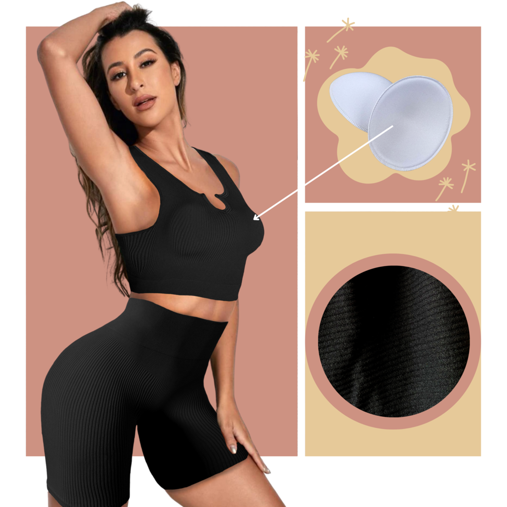 Conjunto Deportivo Mujer Short Biker Top Stretch Fit Push Up