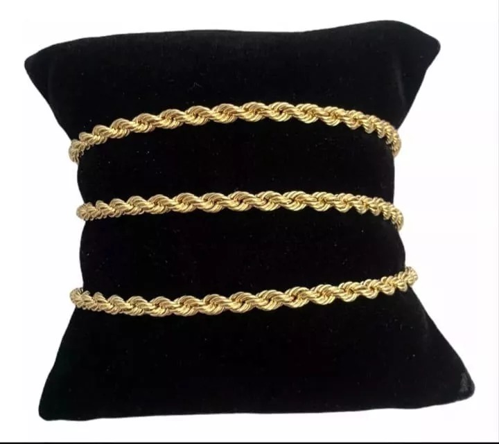 Nuevo Set Torzal Cadena 60 Cm + Pulsera 18 Cm X 6 Mm Oro 14 K.