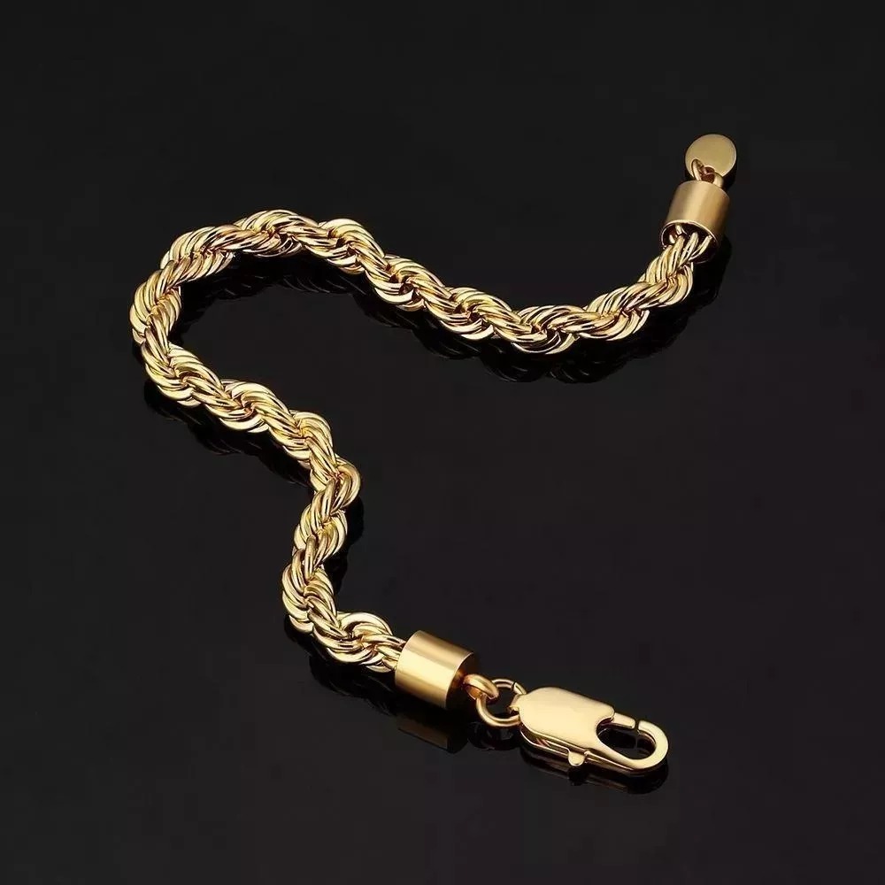 Nuevo Set Torzal Cadena 60 Cm + Pulsera 18 Cm X 6 Mm Oro 14 K.