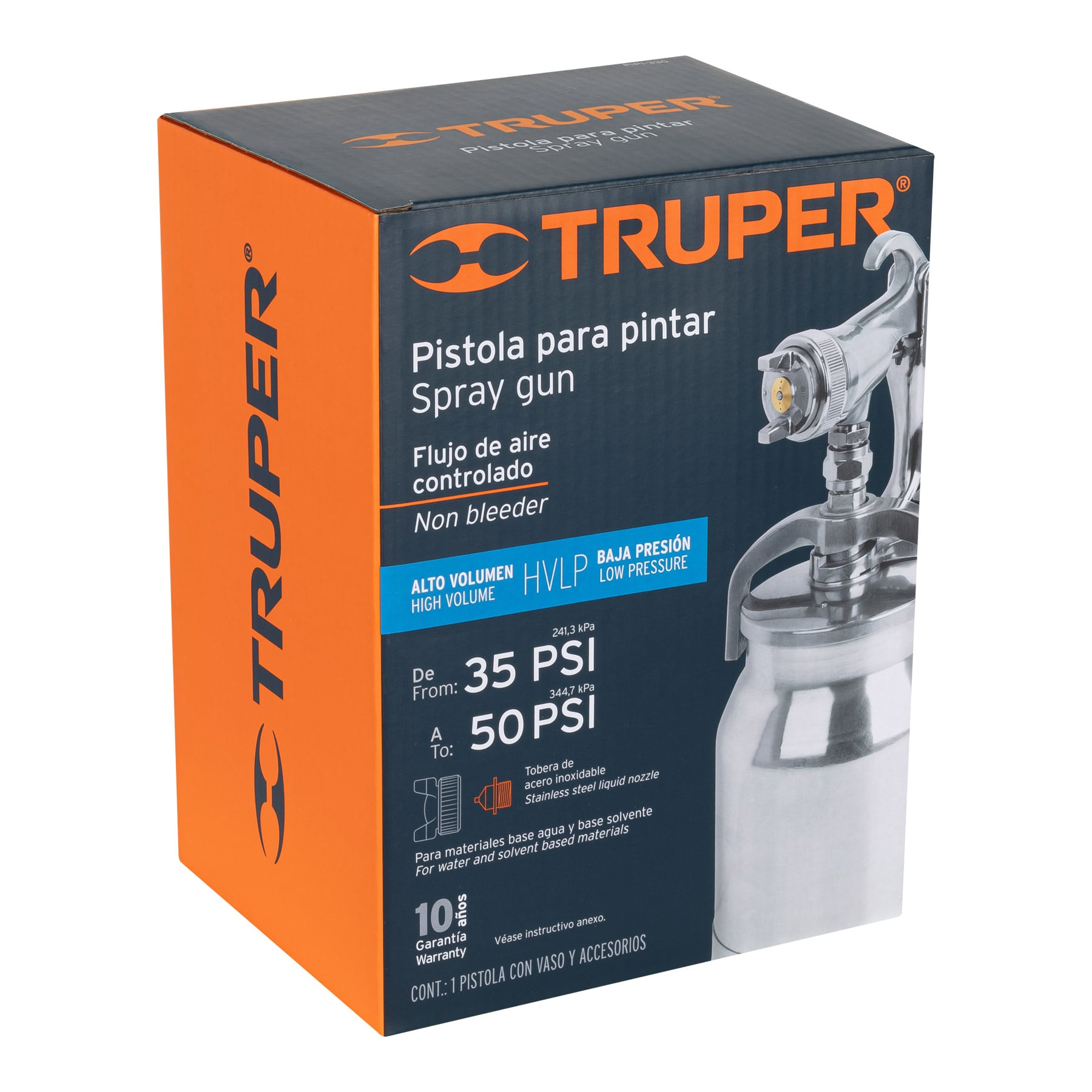 PISTOLA P/PINTAR SUCCIÓN HVLP VASO ALUMINIO, 1.4 MM, TRUPER 14084
