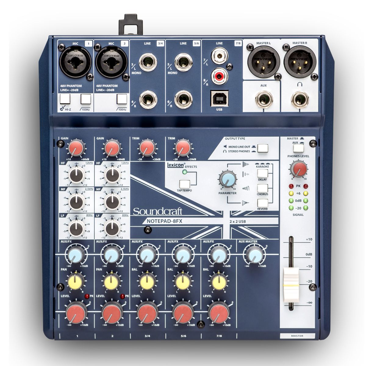 Consola Analógica SOUNDCRAFT NOTEPAD-8FX 8 Canales C/usb 