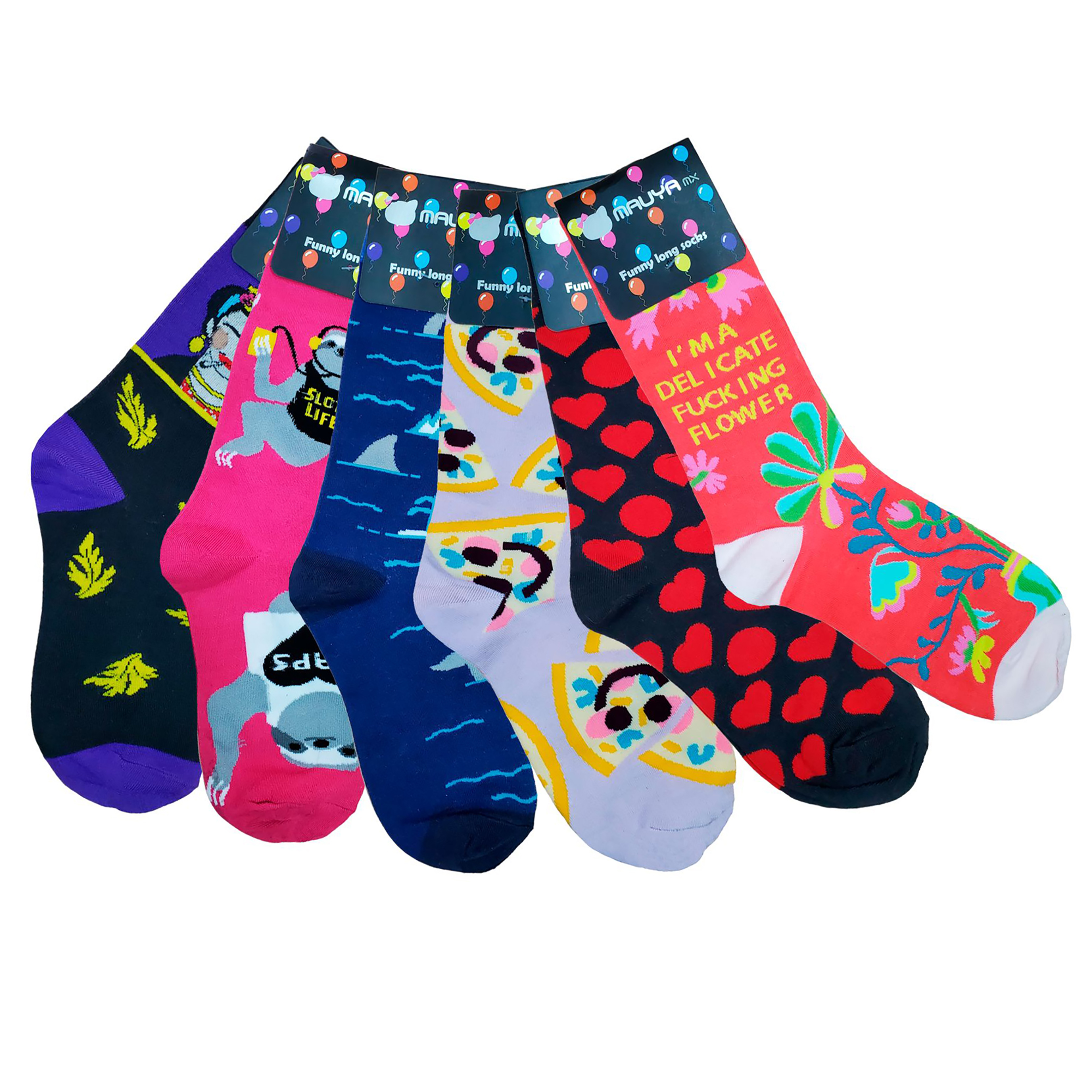 Calceta De Moda Estampada Unisex 6 Pares