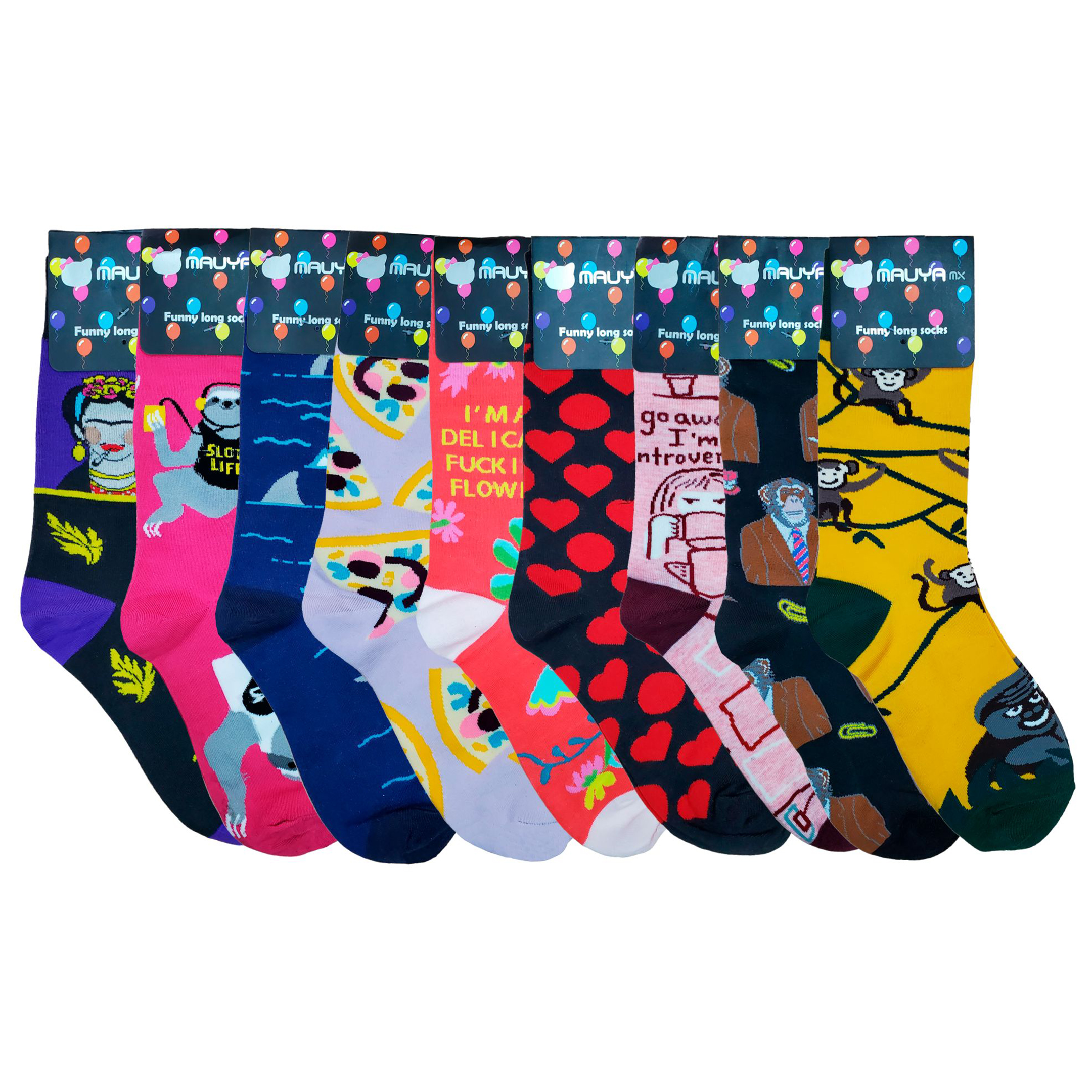 Calceta De Moda Estampada Unisex 6 Pares