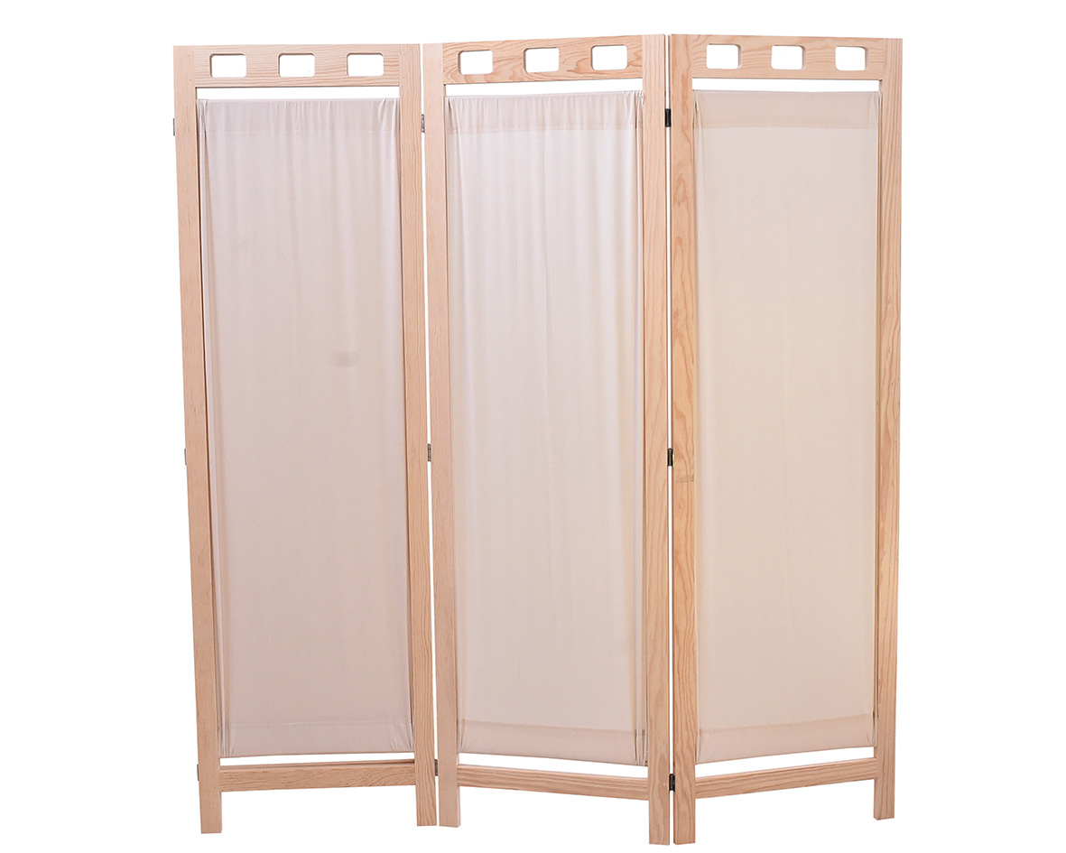 Biombo de Madera Beige 3 Paneles 