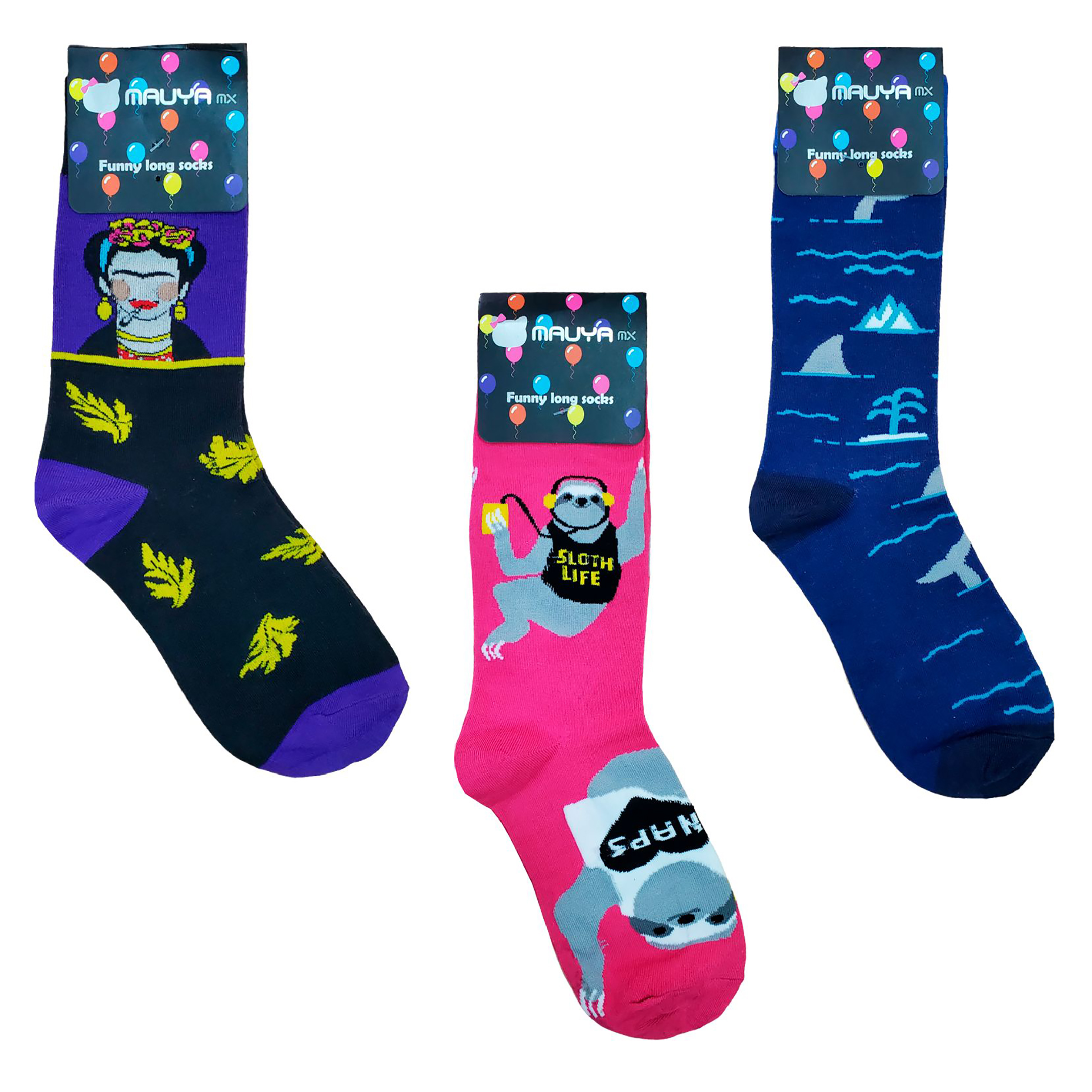 Calceta De Moda Estampada Unisex 6 Pares