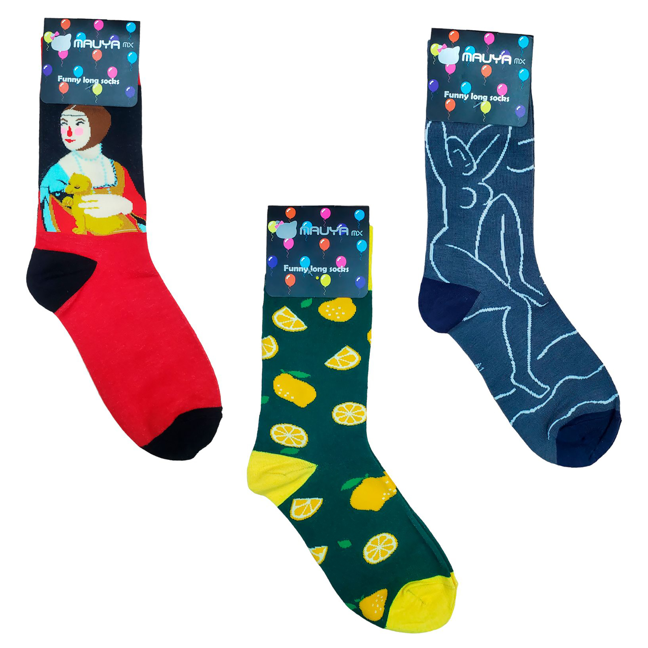 Calceta De Moda Estampada Unisex 6 Pares