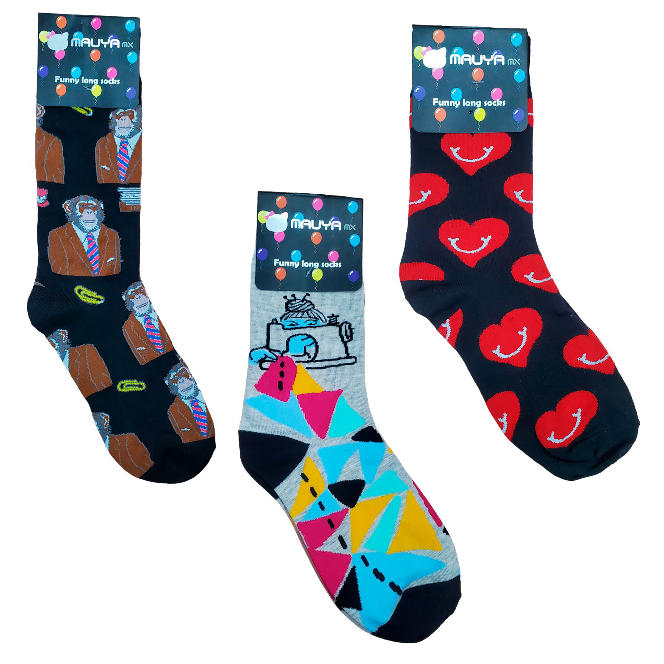 Calceta De Moda Estampada Unisex 6 Pares