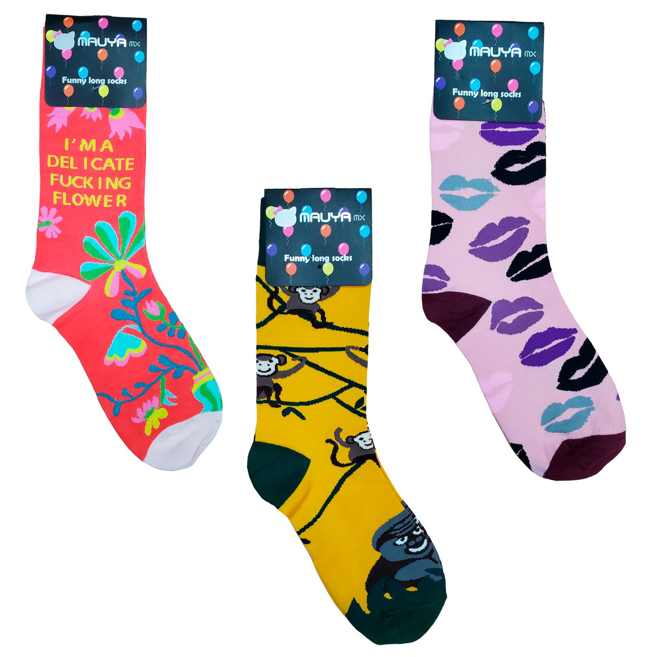 Calceta De Moda Estampada Unisex 6 Pares