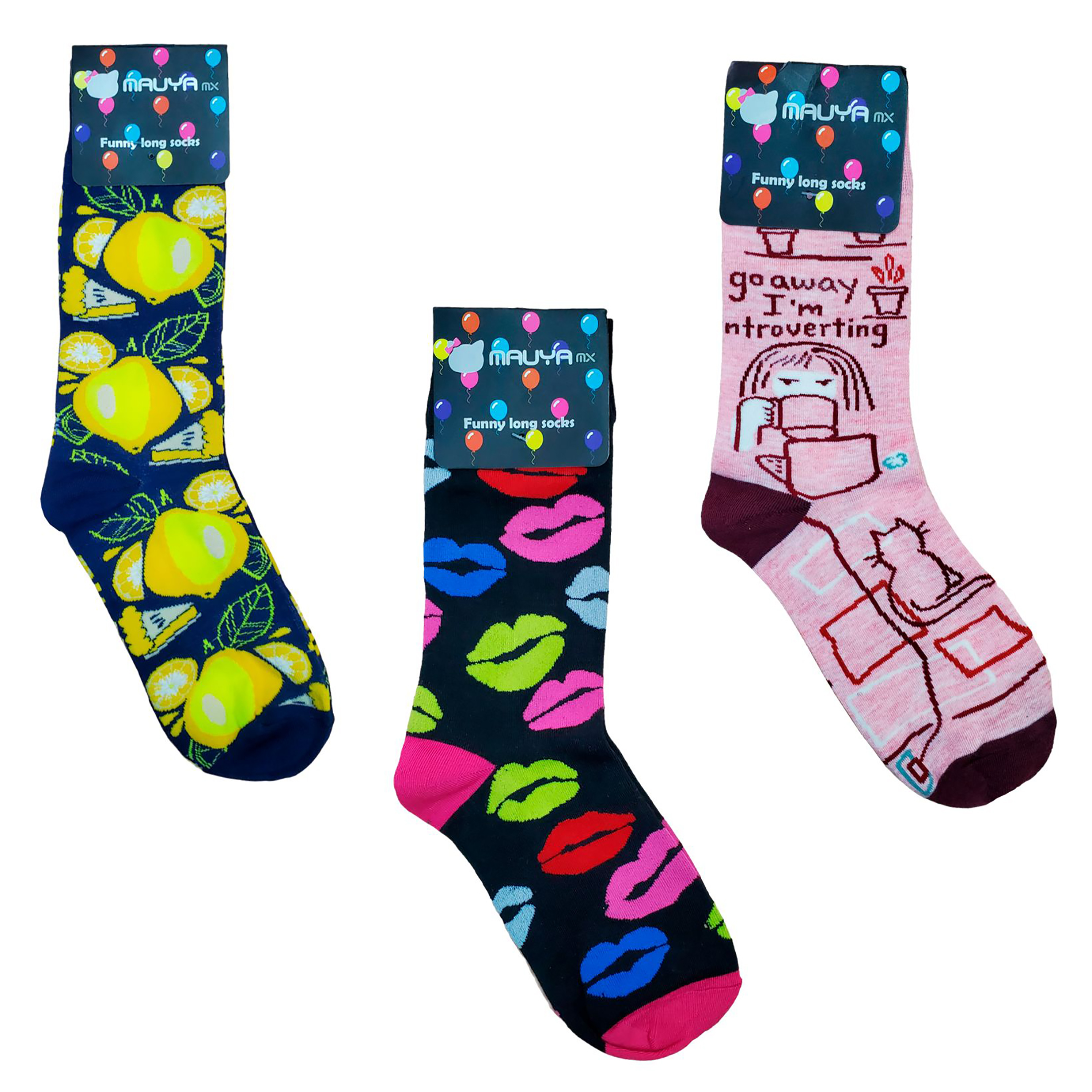 Calceta De Moda Estampada Unisex 12 Pares