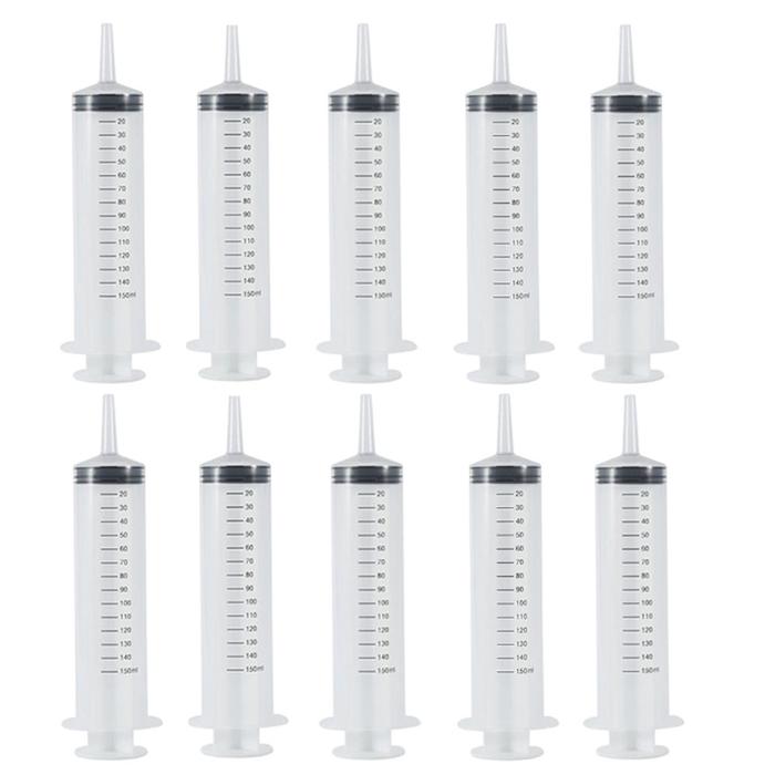 Herramienta de Medición MXSYR-006-1 10 Pzs 150 ml Plástico Transparente Jeringa de InyecciónInducción, SyrPro150