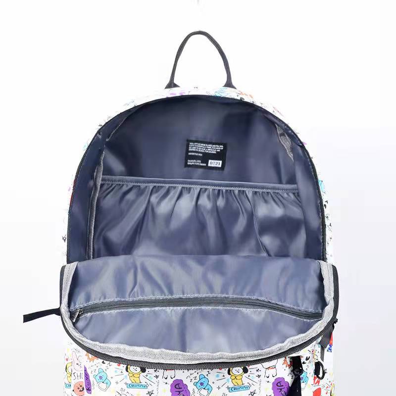 Mochila Oxford Blanca Kpop Bts Bt21 Poliester Con Morral
