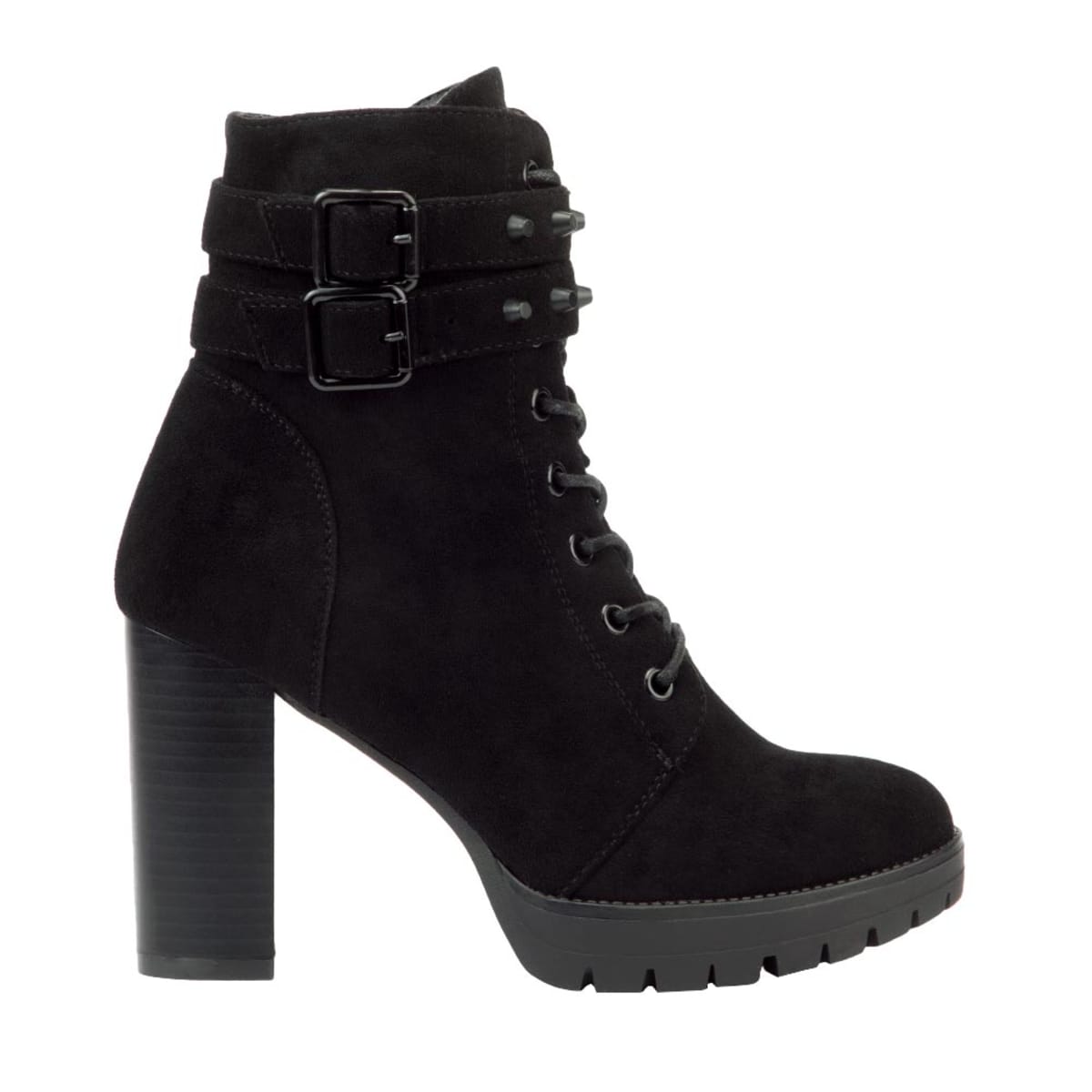 Botas de vestir Sao Paulo negras, suela track, hebillas y estoperoles, mod. 1086748