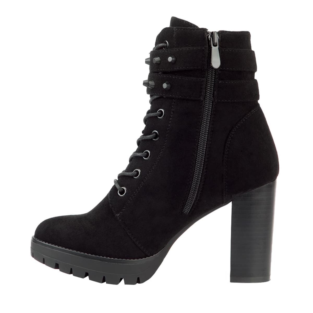 Botas de vestir Sao Paulo negras, suela track, hebillas y estoperoles, mod. 1086748