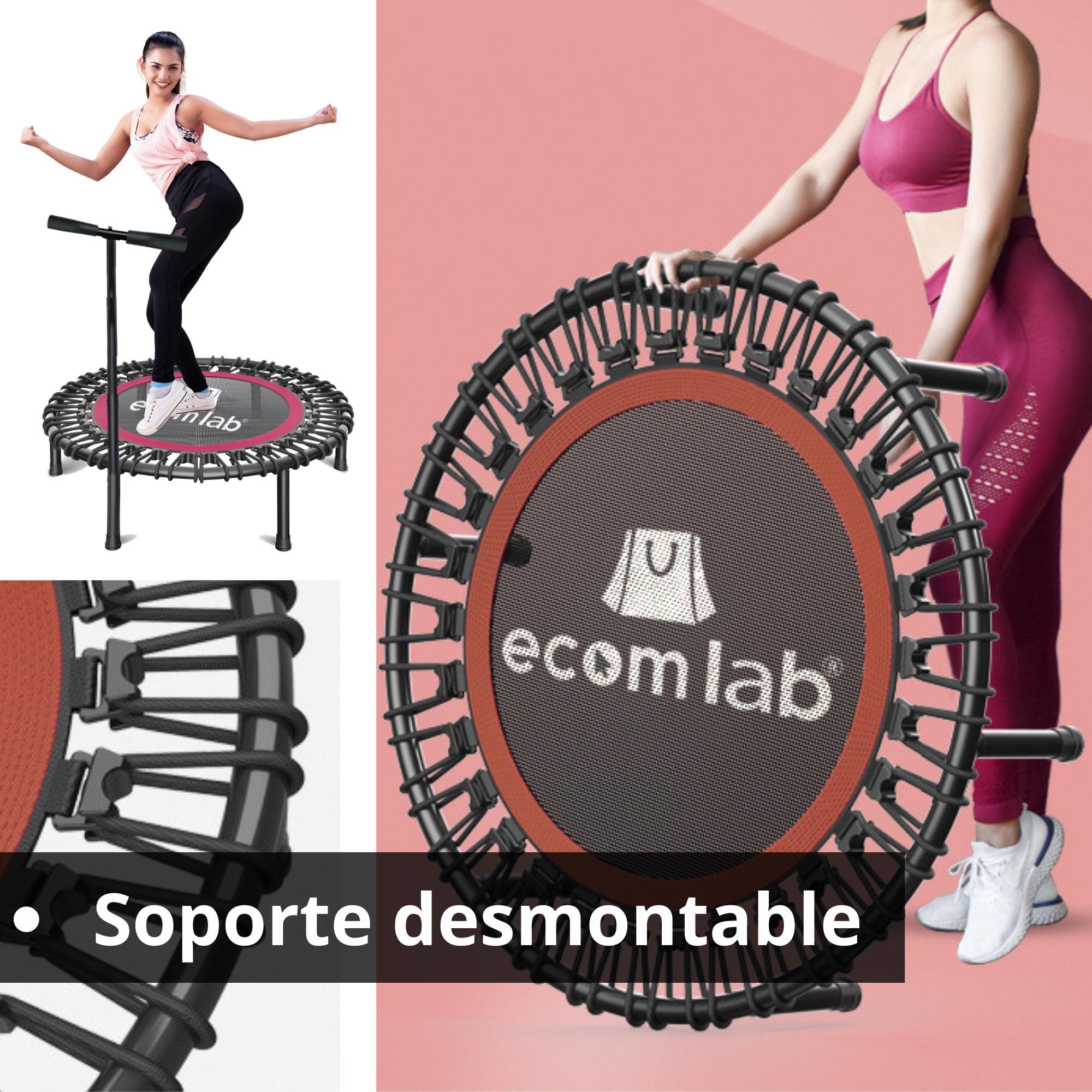 Trampolín Fitness Para Ejercicio Aeróbico Gimnasio Plegable Con Barra Auxiliar De Agarre Entrenamiento Para Cardio Para Hogar Interior y Exterior