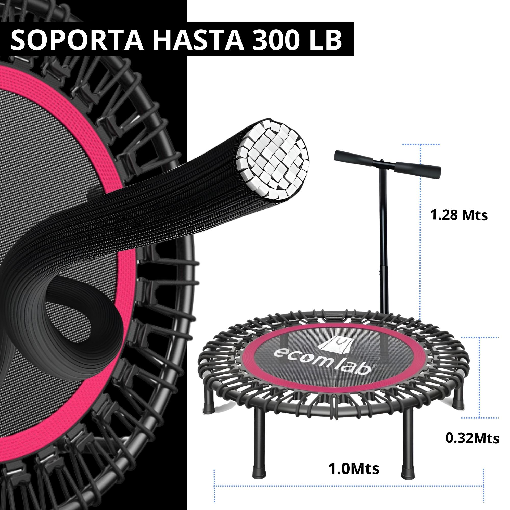 Trampolín Fitness Para Ejercicio Aeróbico Gimnasio Plegable Con Barra Auxiliar De Agarre Entrenamiento Para Cardio Para Hogar Interior y Exterior