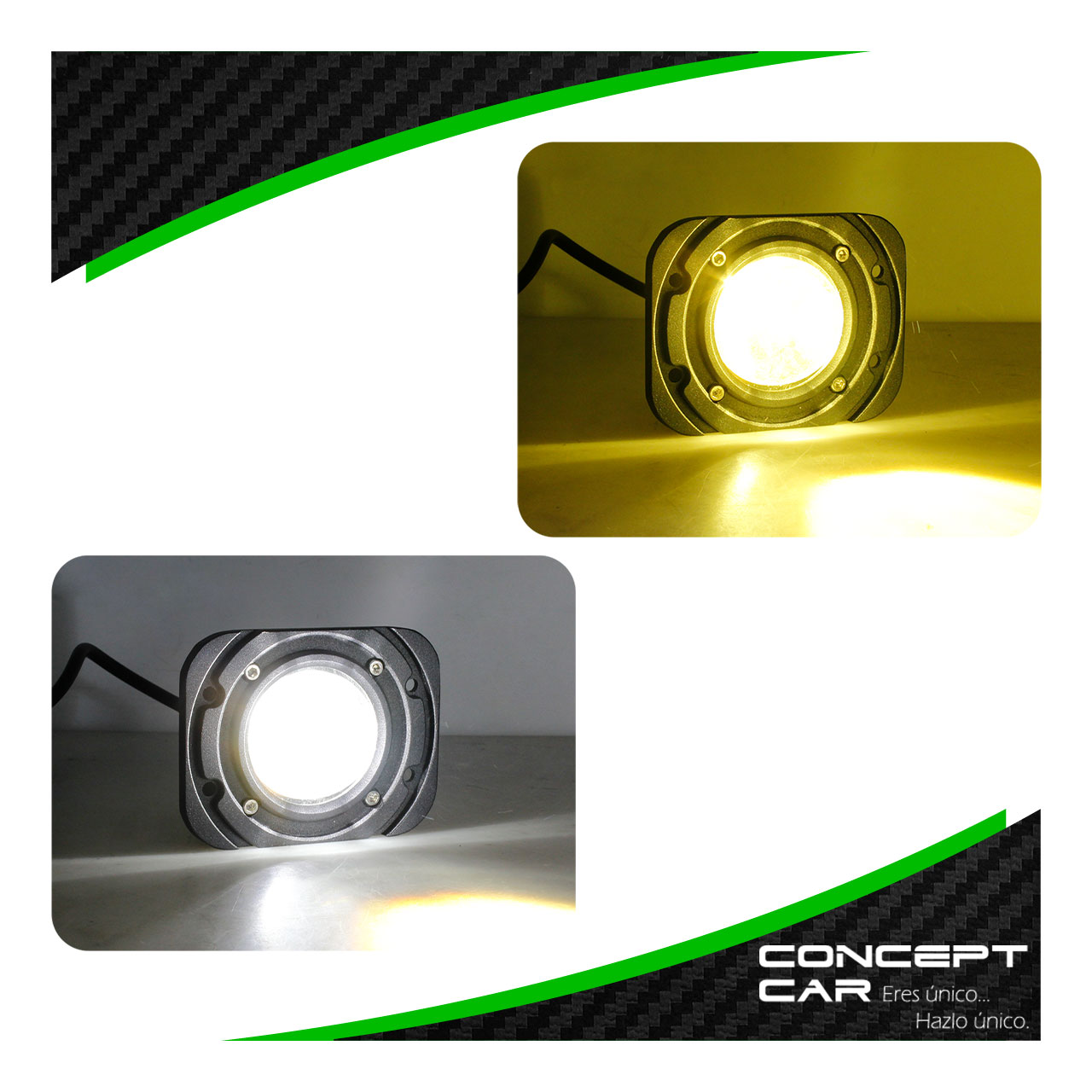 Faro Cuadrado Bicolor Lupa Hiper Led Empotrable 12-24v