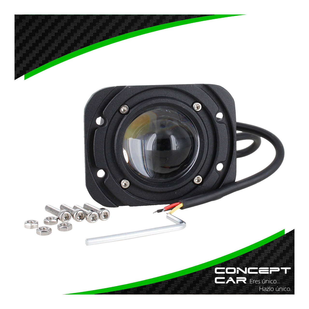 Faro Cuadrado Bicolor Lupa Hiper Led Empotrable 12-24v