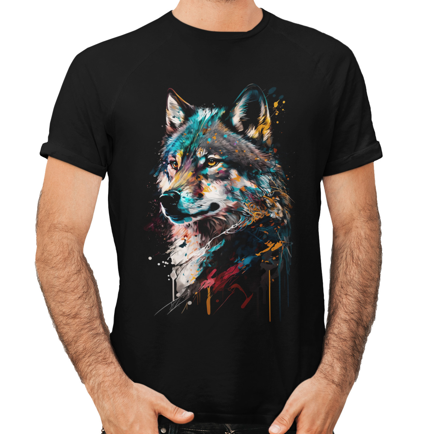 Playera Caballero y Dama Lobo Animal Colores