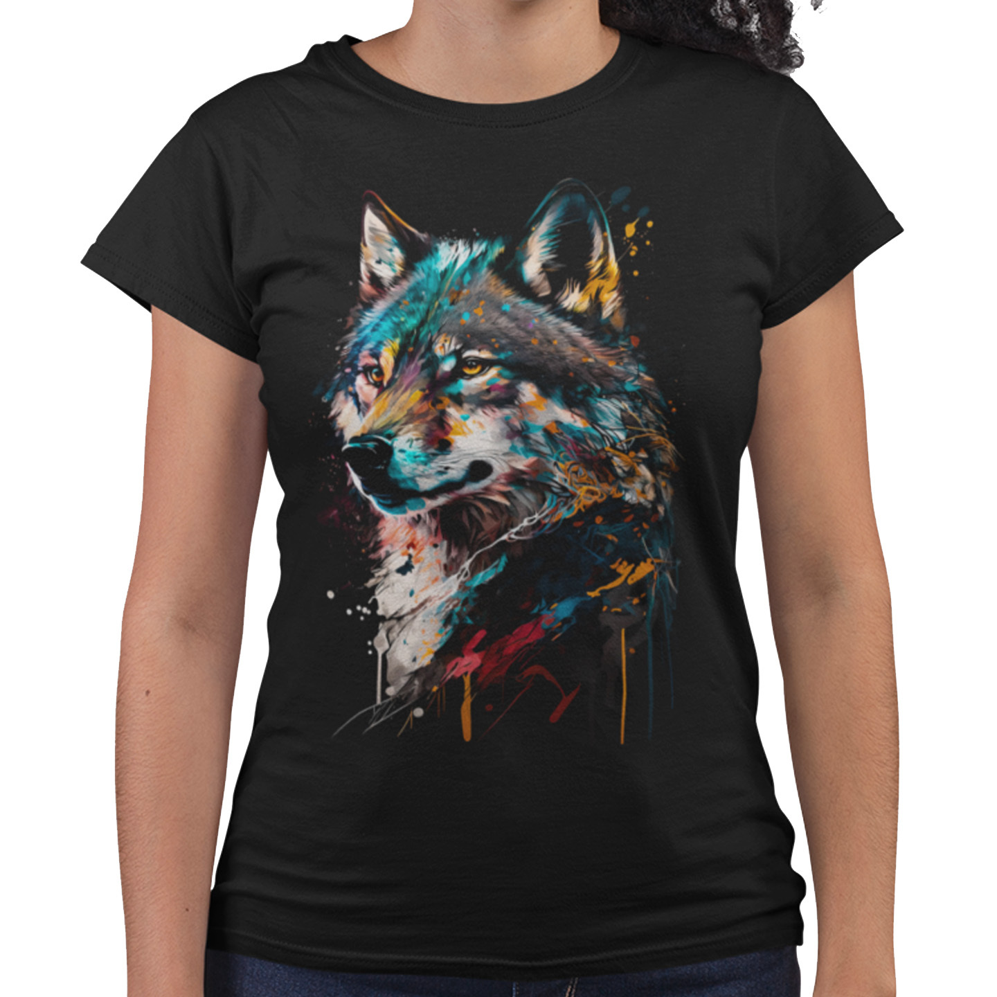 Playera Caballero y Dama Lobo Animal Colores