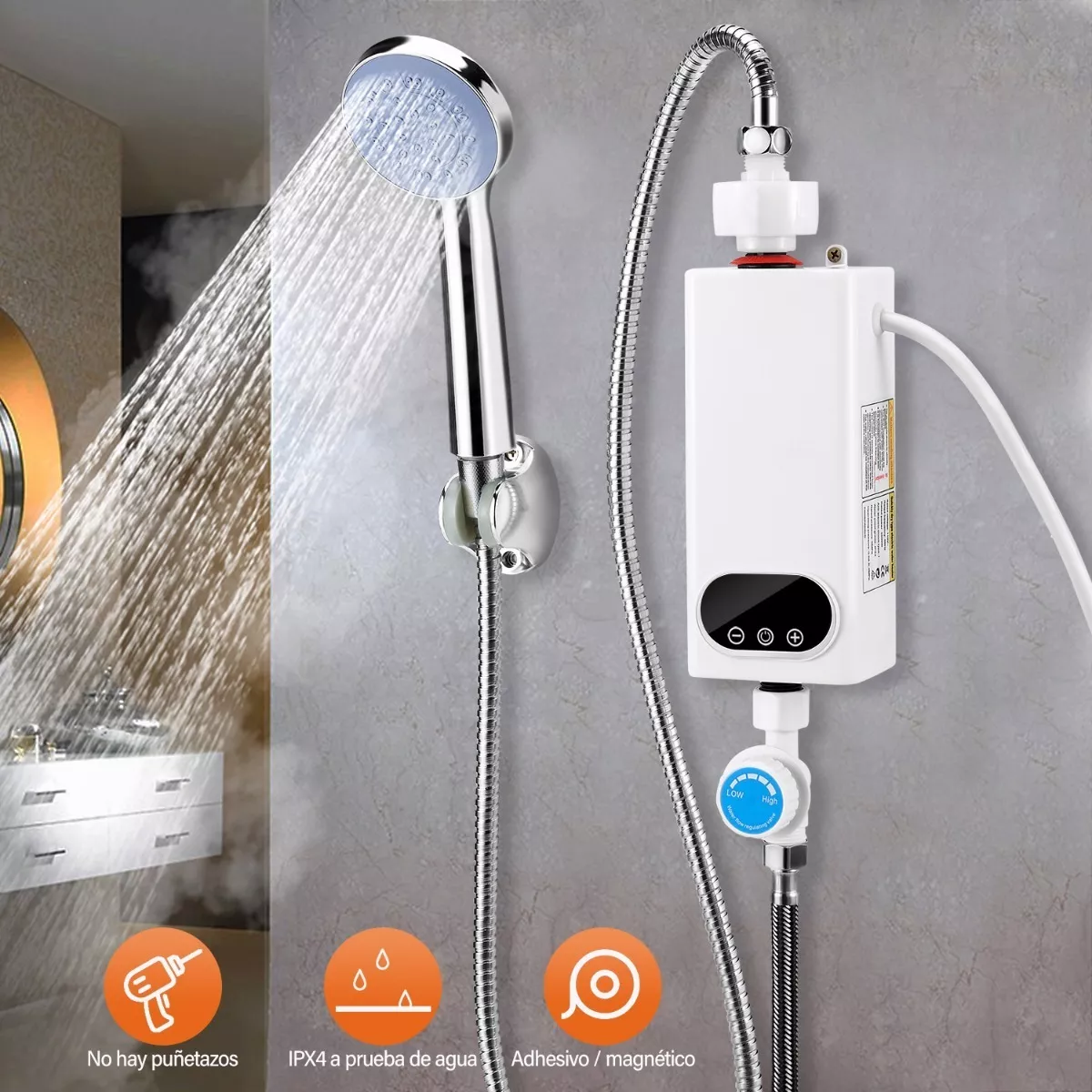 Calentador De Paso Instantaneo, Boiler De Paso Set Con Ducha Tira