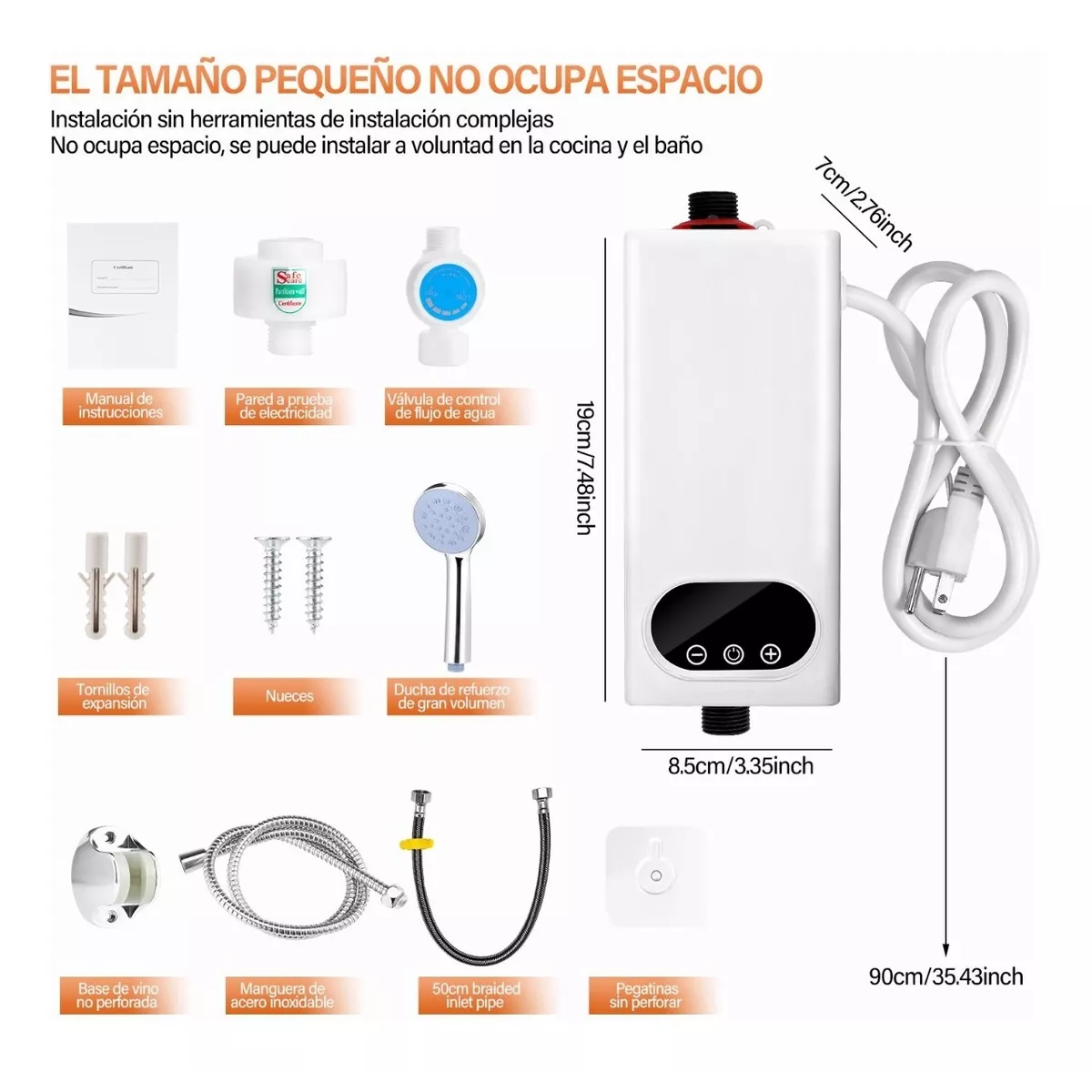 Calentador De Paso Instantaneo, Boiler De Paso Set Con Ducha Tira