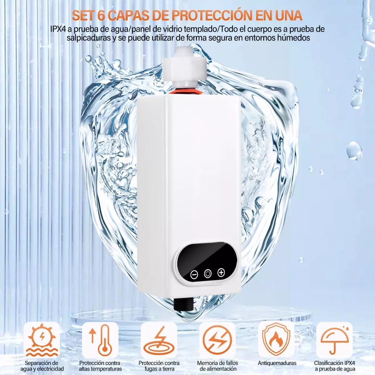 Calentador De Paso Instantaneo, Boiler De Paso Set Con Ducha Tira