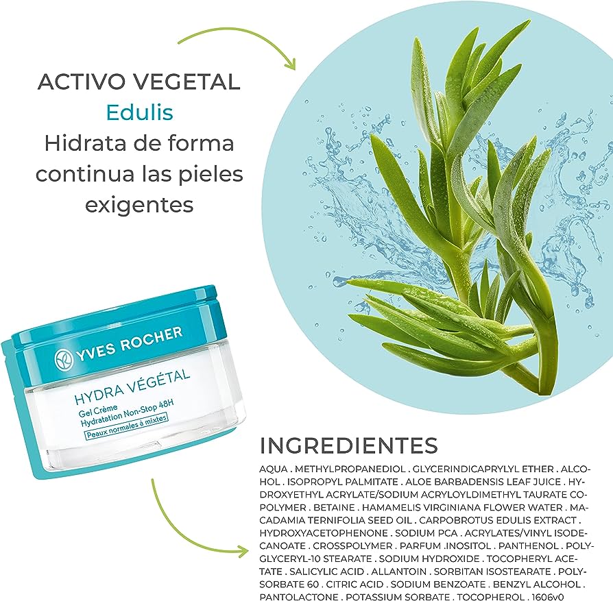 Gel Crema Non-Stop 48H Hydra Vegetal Yves Rocher 50ml