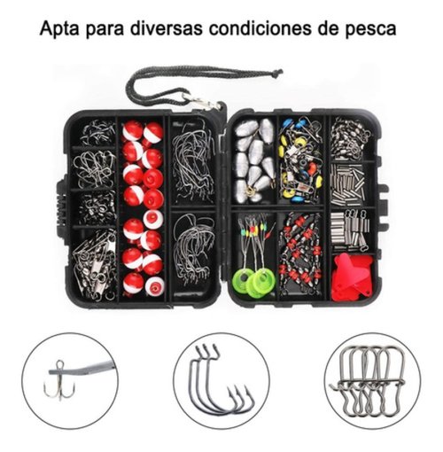 Kit De Accesorios Para Pesca 264 Piezas Con Caja Rojo