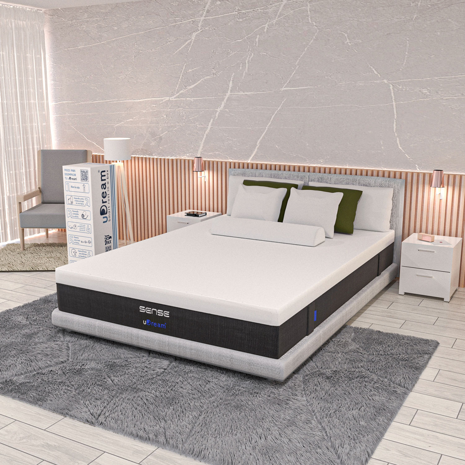 Colchón en caja uDream Modelo Sense con Memory Foam King Size